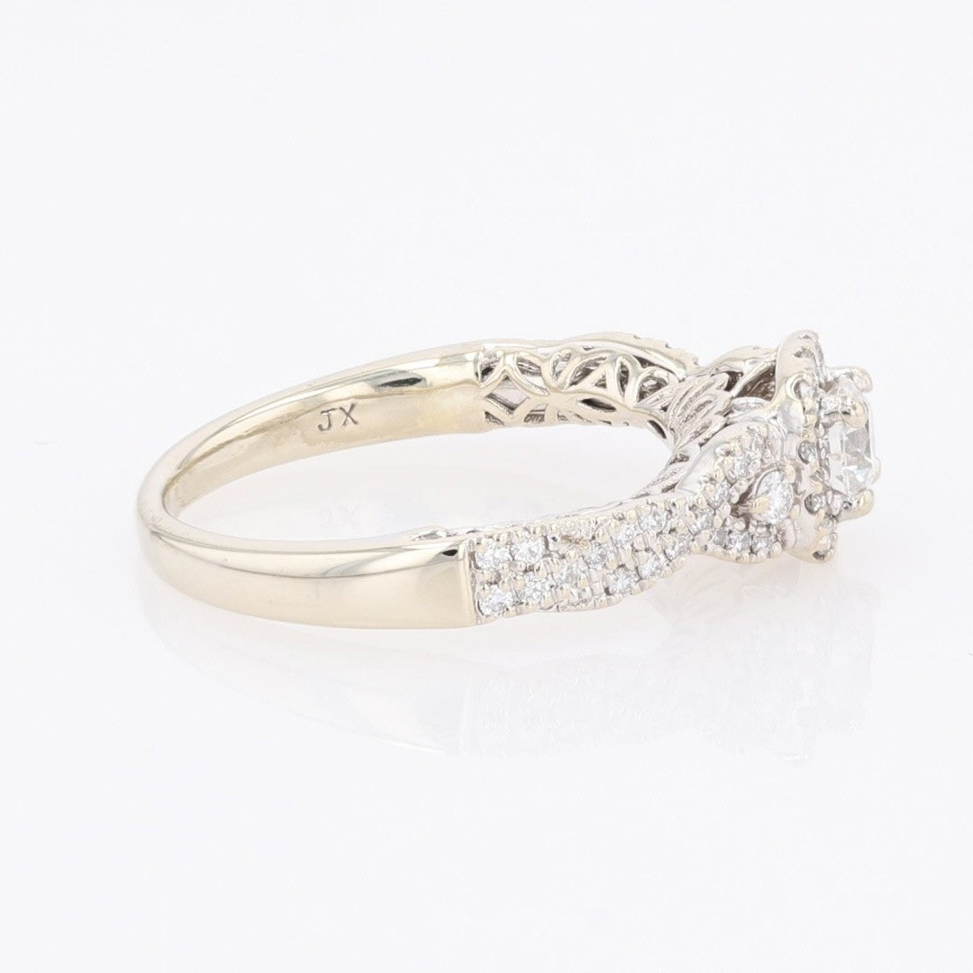 0.40ct Round Brilliant Diamond Halo Engagement Ring — GIA Certified, 14k White Gold