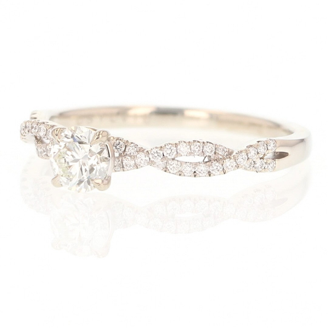 0.57ct Round Brilliant Diamond Infinity Shank Ring — GIA Certified, 14k White Gold