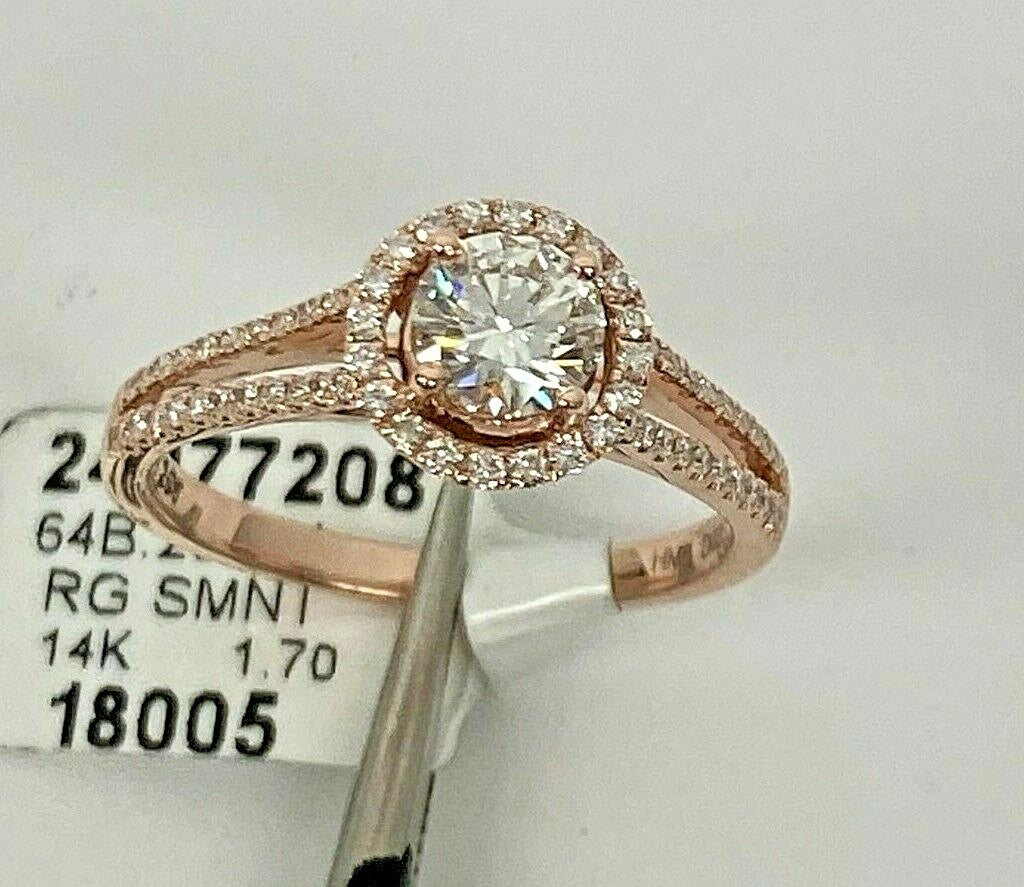 0.53ct Round Brilliant Diamond Halo Engagement Ring — GIA Certified, 14k Rose Gold