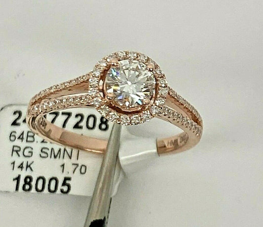 0.53ct Round Brilliant Diamond Halo Engagement Ring — GIA Certified, 14k Rose Gold