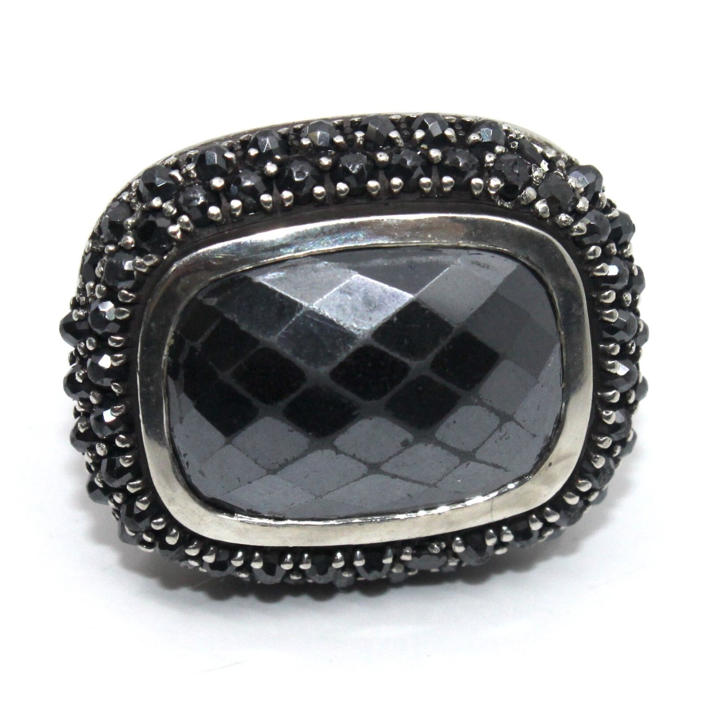 David Yurman Ostera Ring — Hematite & Black Diamond, Sterling Silver — Authentic Pre-Owned