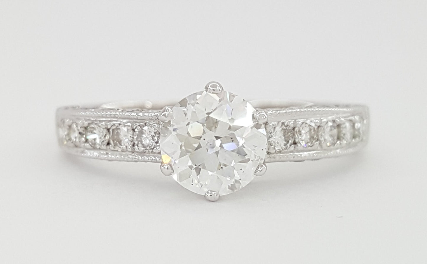0.91ct Old European Brilliant Diamond Solitaire Ring — GIA Certified, 14k White Gold